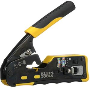 Klein Tools VDV226-110 Wire Crimper / Wire Cutter / Wire Stripper Pass-Thru Modular All-in-One Tool for Video, Telecom, Datacom and more