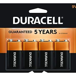Duracell – CopperTop 9V Alkaline Batteries – long lasting, all-purpose 9 Volt battery for household and business – 4 count
