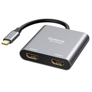 USB C to Dual HDMI Adapter 4K @60hz,Selore&S-Global Type C to HDMI Converter for MacBook Pro Air 2020/2019/2018,LenovoYoga 920/Thinkpad T480,Dell XPS 13/15,etc