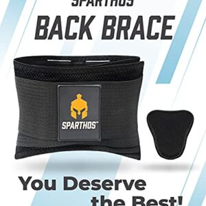 Back Brace by Sparthos – Immediate Relief from Back Pain, Herniated Disc, Sciatica, Scoliosis and more! – Breathable Mesh Design with Lumbar Pad – Adjustable Support Straps- Lower Back Belt -Size Med