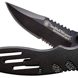 Smith & Wesson Extreme Ops SWA24S 7.1in S.S. Folding Knife with 3.1in Serrated Clip Point Blade and Aluminum Handle for Outdoor, Tactical, Survival and EDC