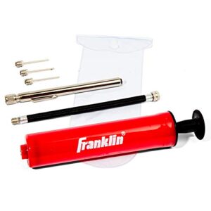Franklin Sports Ball Pump Kit -7.5″ Sports Ball Pump with Needle – Perfect for Basketballs, Soccer Balls and More – Complete Hand Pump Kit with Needles, Flexible Hose, Air Pressure Gauge and Carry Bag