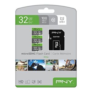 PNY 32GB Elite Class 10 U1 MicroSDHC Flash Memory Card 3-Pack, 32GB 3-Pack