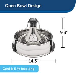 PetSafe Drinkwell Stainless 360 Multi-Pet Fountain – 128 oz Capacity Water Dispenser for Cats and Dogs – Customizable Flowing Stream of Fresh Water – Filter Included – Encourages Pets to Drink More