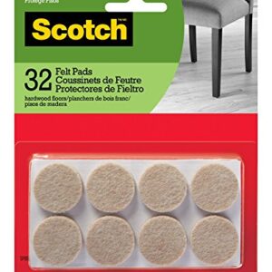 Scotch Mounting, Fastening & Surface Protection SP802-NA Scotch Brand 3M, for Protecting Wood Floors, Round, 1 in. Diameter, Beige, 32/Pack Felt Furniture Pads, Count