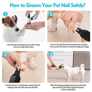 GHG Dog Nail Grinder Upgraded – Professional LED Lighting 3-Speed Rechargeable Pet Nail Trimmer with Clippers, Quiet Low Noise, Paws Grooming and Smoothing for Small Medium Large Dogs and Cats