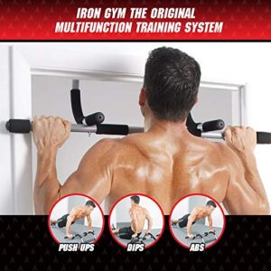 Iron Gym Pull Up Bars – Total Upper Body Workout Bar for Doorway, Adjustable Width Locking, No Screws Portable Door Frame Horizontal Chin-up Bar, Fitness Exercise & Training Equipment for Home