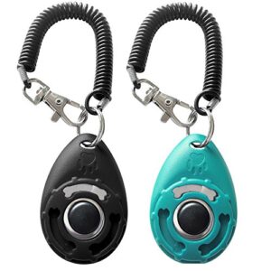 HoAoOo Pet Training Clicker with Wrist Strap – Dog Training Clickers (New Black + Blue)