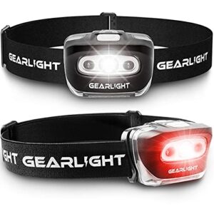 GearLight LED Head Lamp – Pack of 2 Outdoor Flashlight Headlamps w/ Adjustable Headband for Adults and Kids – Hiking & Camping Gear Essentials – S500?