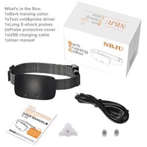 NBJU Bark Collar for Dogs,Rechargeable Anti Barking Training Collar with 7 Adjustable Sensitivity and Intensity Beep Vibration for Small Medium Large Dogs (Black)