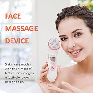 Wrinkle Reduction Machine, Skin Tightening Facial Massager Anti-Aging face Neck Massager Handheld Skin Lifting Device with Charging Base and USB Cable, 5 Modes and 5 Gears