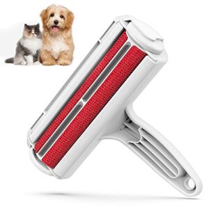 DELOMO Pet Hair Remover Roller – Dog & Cat Fur Remover with Self-Cleaning Base – Efficient Animal Hair Removal Tool – Perfect for Furniture, Couch, Carpet, Car Seat, Red