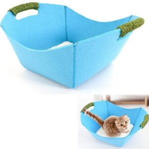 Pet Cat Bed, Comfortable Felt Pets Basket Bed Portable