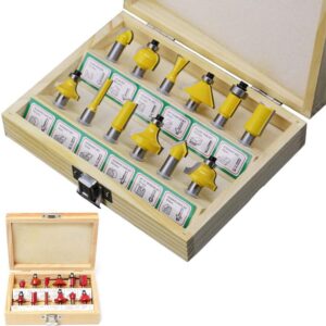Meccion 12 Piece Router Bit Set with 8mm Shank Tungsten Carbide Tips Router Bit Kit Professional Woodworking Cutter Tools for Home Improvement and DIY