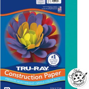 PACON Tru-Ray Heavyweight Construction Paper, Turquoise, 9″ x 12″, 50 Sheets