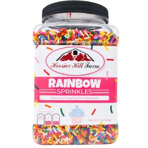 Hoosier Hill Farm Rainbow decorating Sprinkles, Large 2 lbs Jar