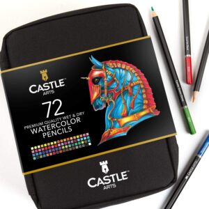 Castle Art Supplies 72 Watercolor Pencils Zip-Up Set for Adults Kids Artists