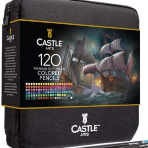 Castle Art Supplies 120 Colored Pencils Zip-Up Set perfect for Adults Artists